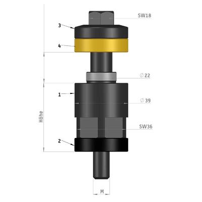 Opspændingselement 50 mm med M10 gevind